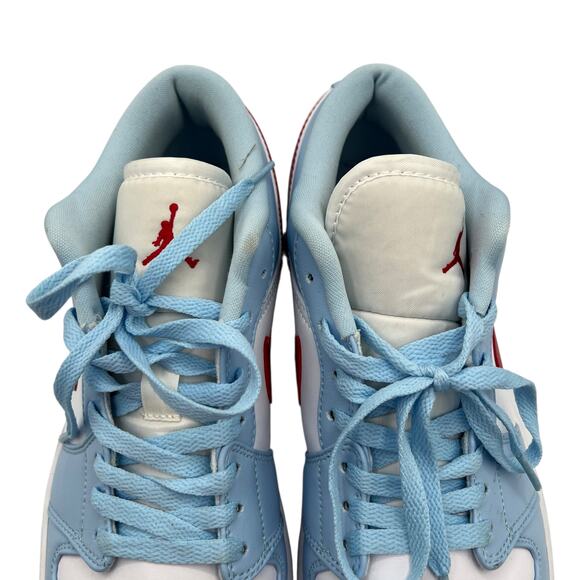 Nike Air Jordan 1 Low Blue Red White Leather Swoosh Womens 11 DC0774-164 Sneaker - Picture 8 of 16